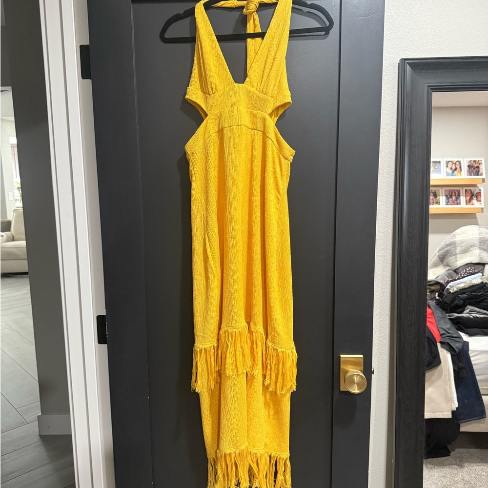Yellow Fringe Maxi Dress